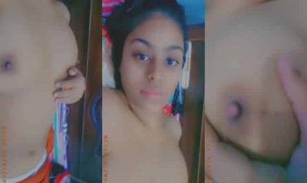 Indian GF Boob Show For Her Bf Selfie Video