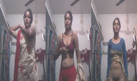 Desi Naughty Wife Sexy Saree Stripping For Her Lover