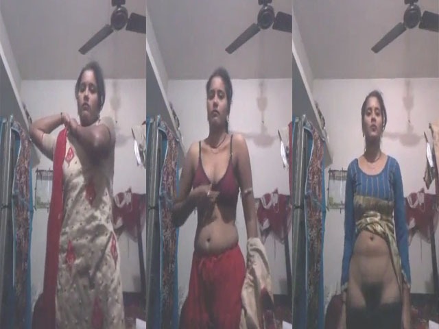 Desi Naughty Wife Sexy Saree Stripping For Her Lover