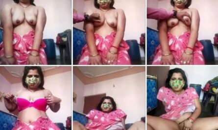 Pervert Hubby Displaying Boobs And Pussy Of His Mask Wearing Hot Wife