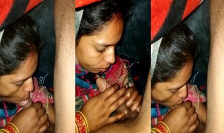 Desi Bhabhi Giving Sneaky Deep Blowjob Under Blanket