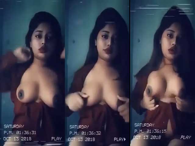 Hot Bangladeshi Girl Playing With Her Sexy Boobs
