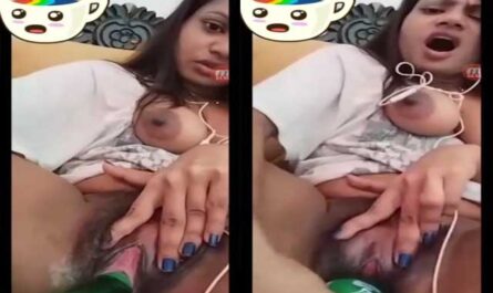 Sexy Horny Big Boobed Girl Fingering Masturbating With Bottle