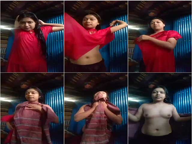 Cute Naughty Slum Girl Recording Her Own Dress Change