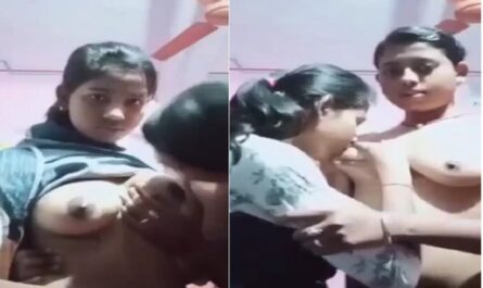 Young Sexy Lesbian Sisters Enjoys Boob Sucking Play