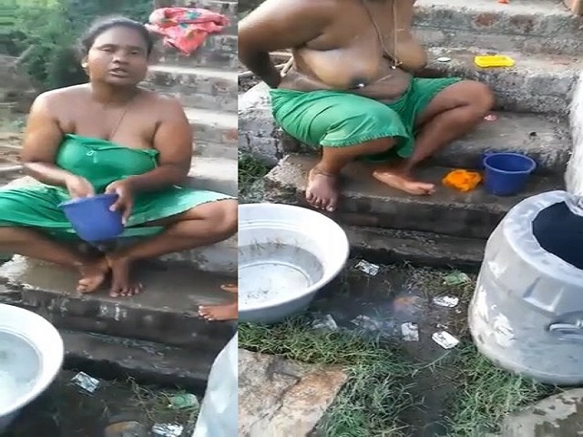 Village Chubby Bhabhi Outdoor Nude Bath Caught By Pervert Devar